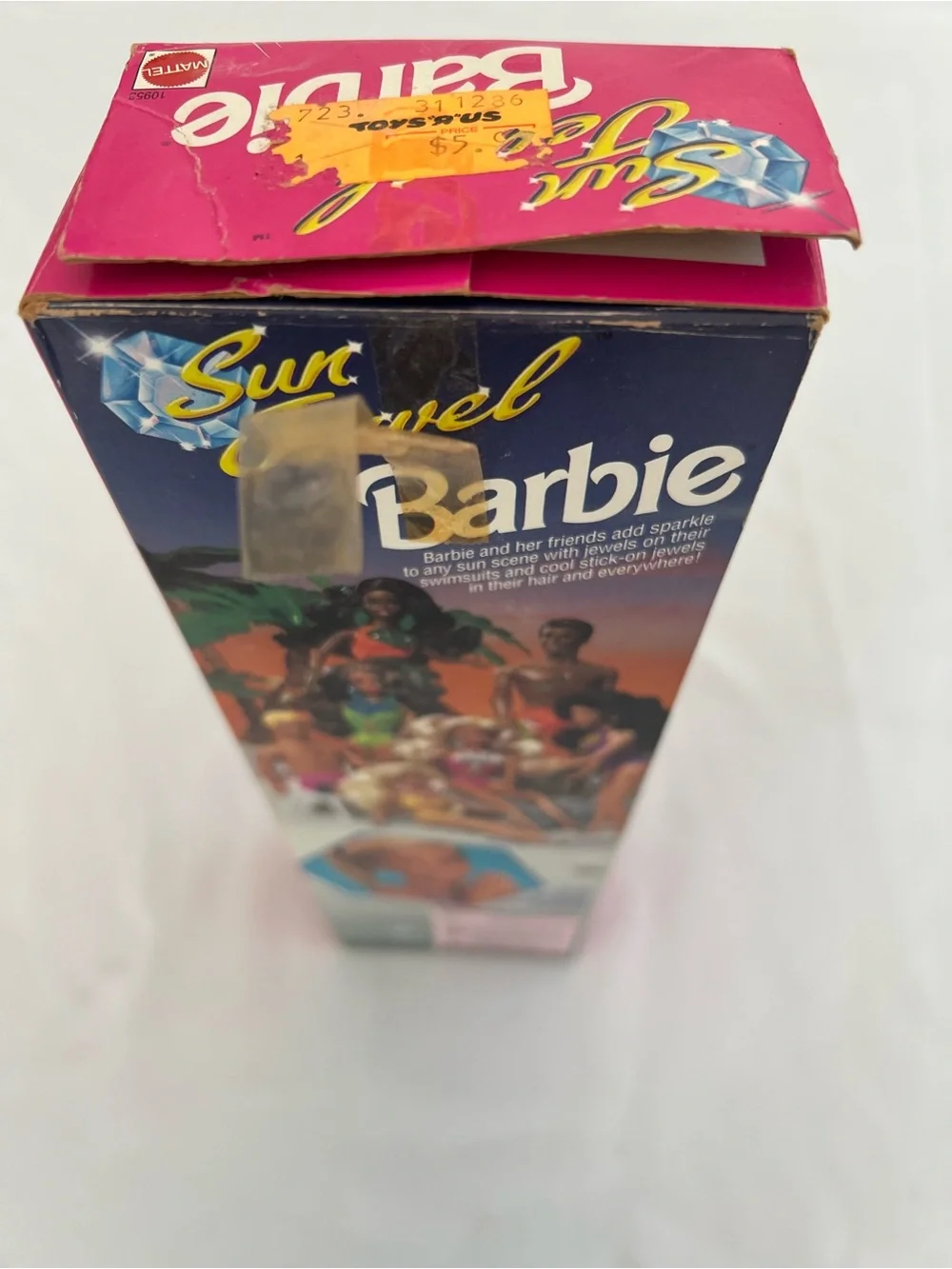 Vintage 1993 Barbie Sun Jewel Blonde Doll with Silver Dress and Pink Accent - Picture 13 of 13